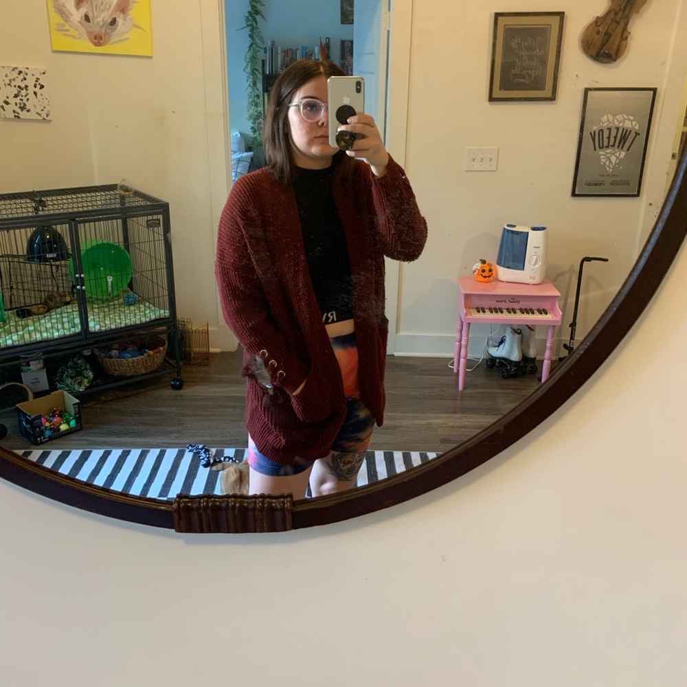 Maroon cardigan